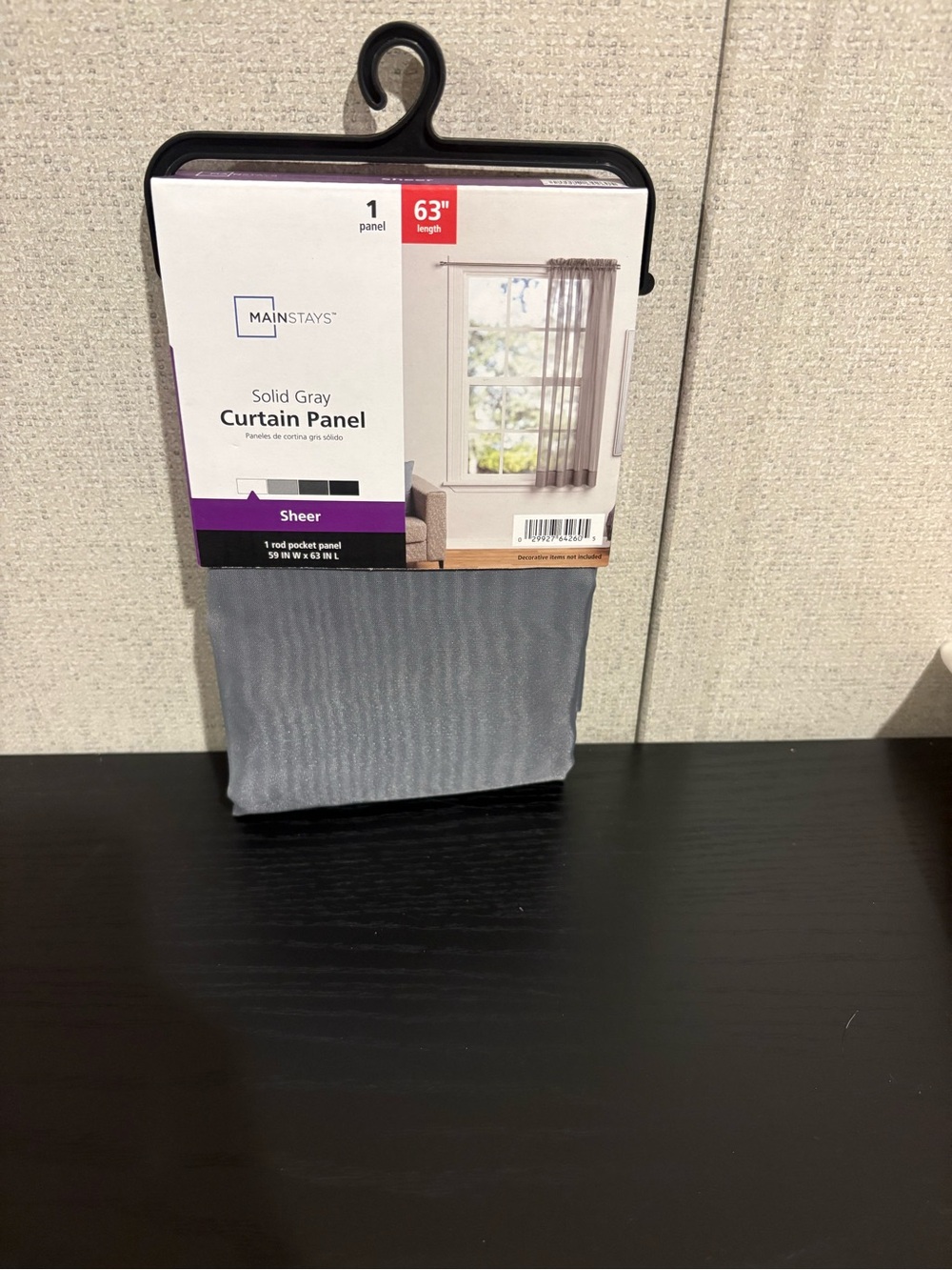 Mainstays Gray Sheer Curtain Panel